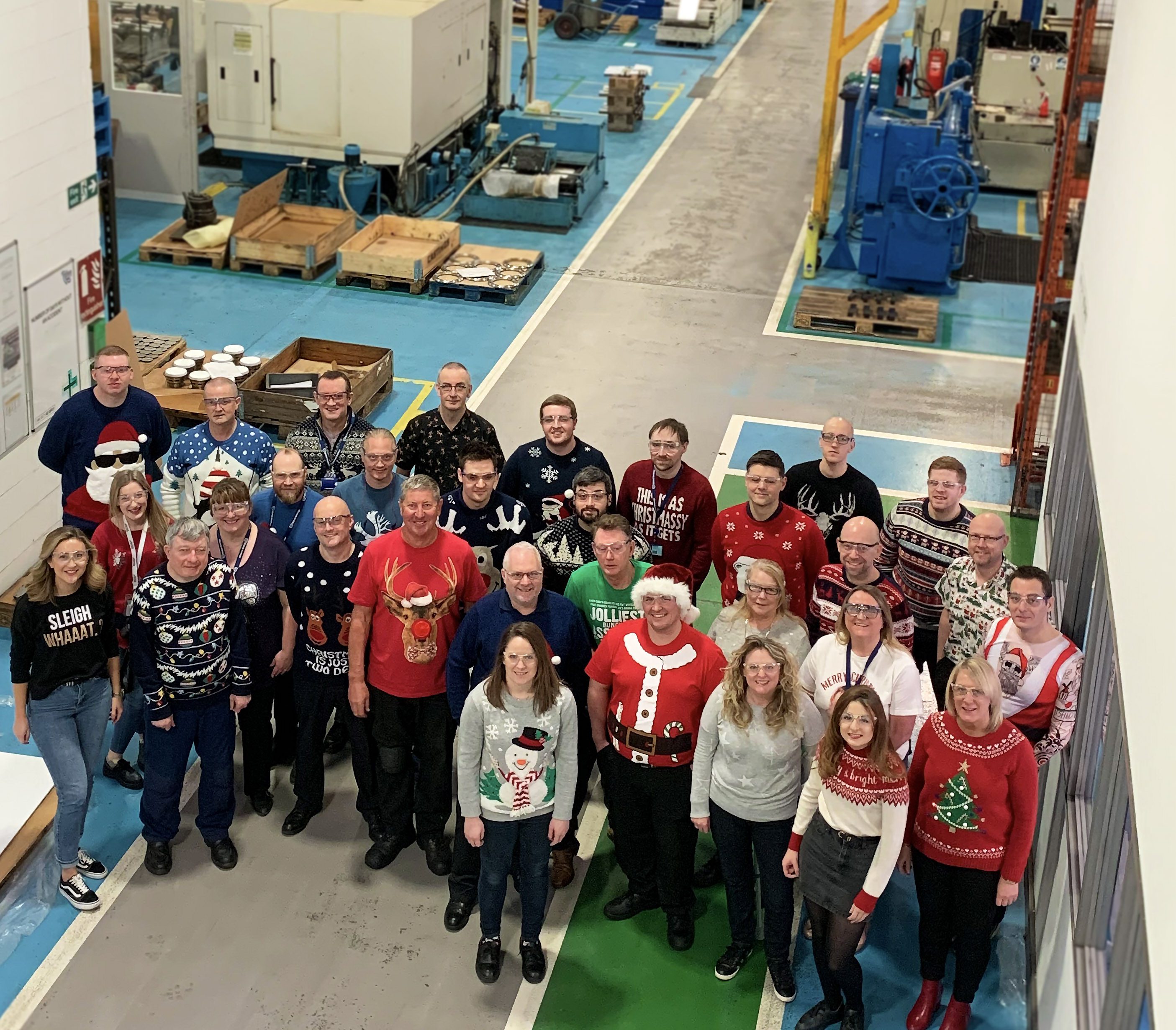 British Engines employees wearing Christmas Jumpers